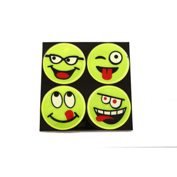 Reflective adhesive sticker with smile